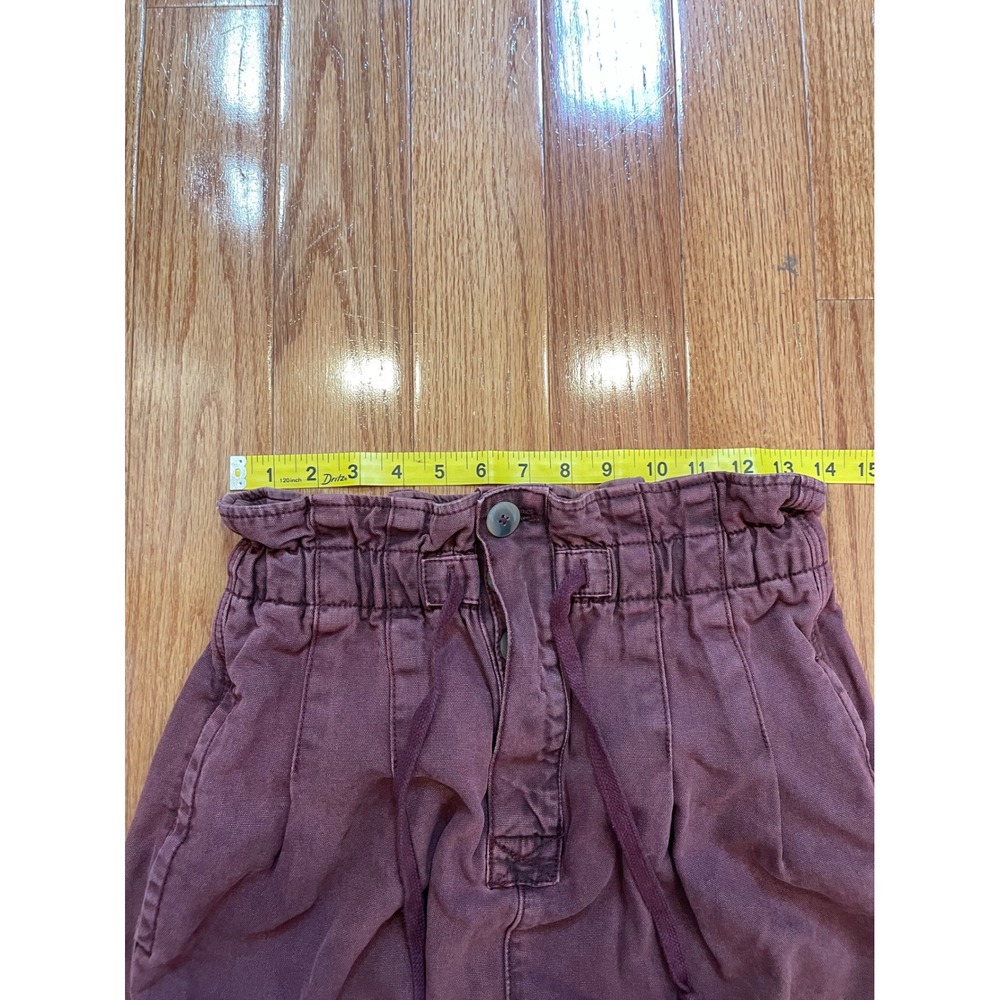 Free People Pants Womens S Purple Cotton Paperbag Waist Tapered Boho Slouchy Y2K - Picture 5 of 12